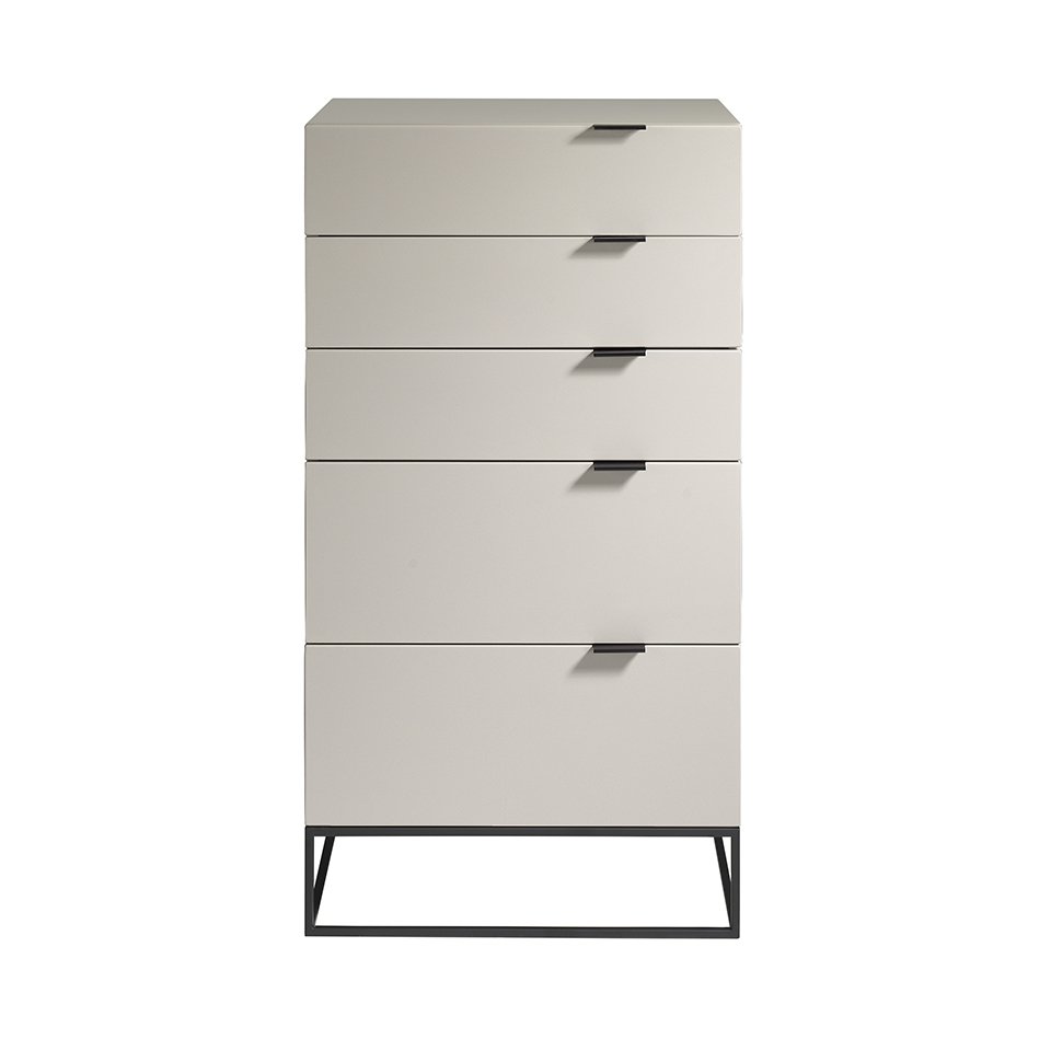 Chiffonier in Pearl Grey hout en zwart staal