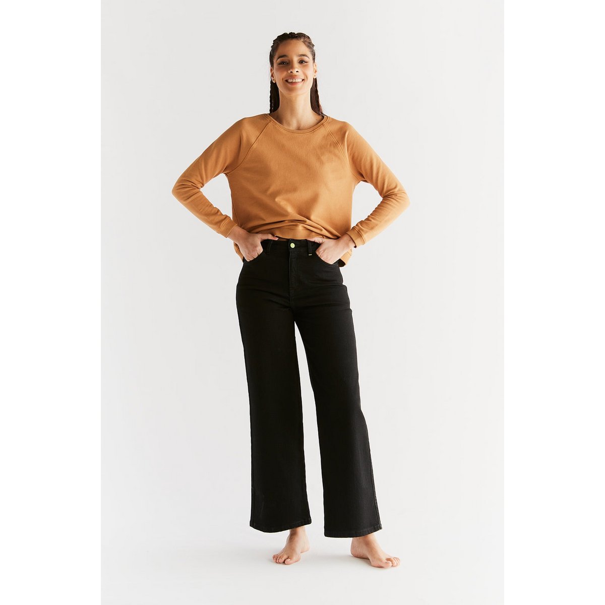 WE1010-104 | Jeans a gamba larga da uomo - Nero carbone