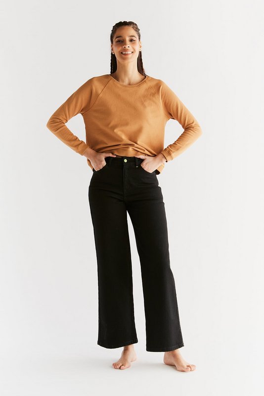 WE1010-104 | Damen jeans med brede ben - kulsort