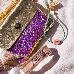 Bracciale Hamsa intrecciato a mano rosa