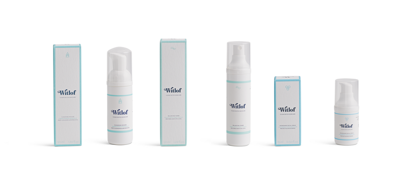 Prøv & rejsesæt - Toilettaske i bomuld + mousse 50 ml, toner 50 ml og ansigtscreme 15 ml
