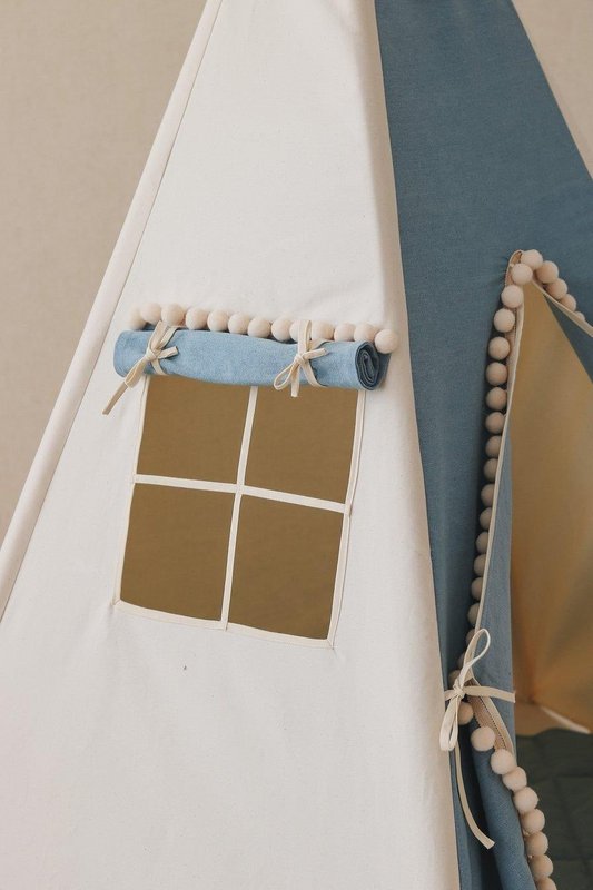 Tipi "Jeans" met pompons en mattenset