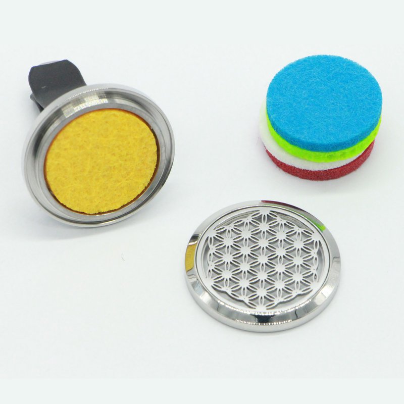 Car Diffuser Clip'Arôme - Flower of Life - Stainless Steel with Blotters - Decorative Aromatherapy Accessory - Gift Idea