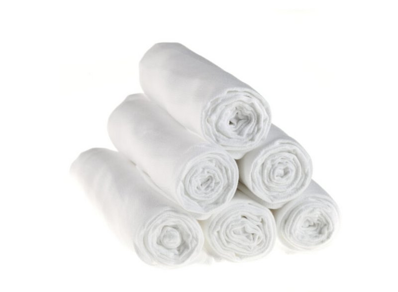 Hydrophilic Cloths-Hydrophilic Diapers 80×80 cm-Set of 6 pieces -100% Cotton-White
