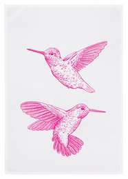 Geschirrtuch weiß, Kolibri in pink