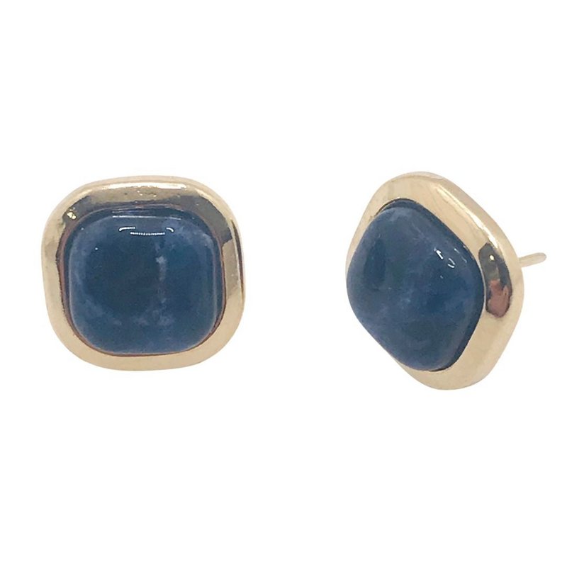 Petite boucle d'oreille carrée avec pierres précieuses encadrées