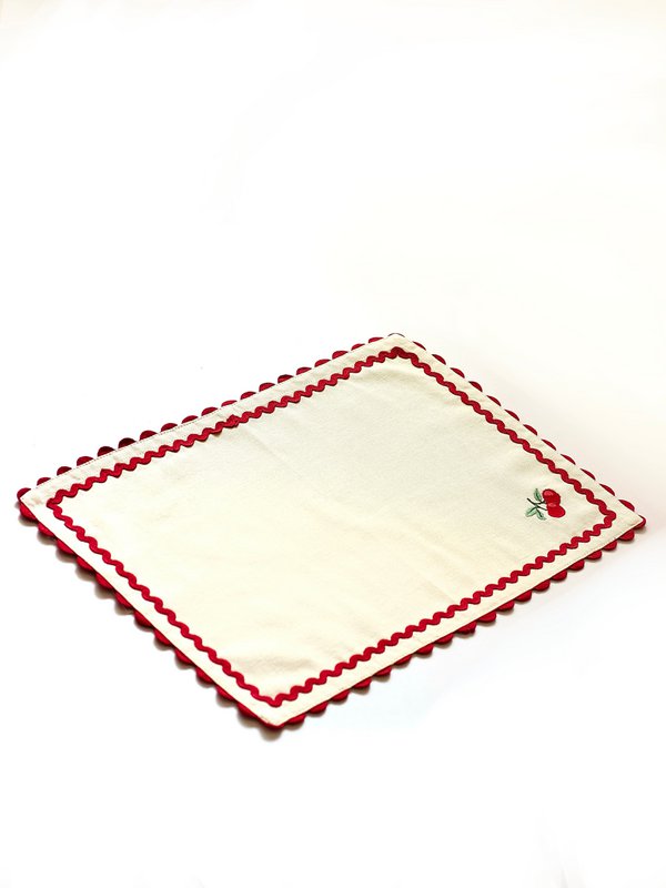 Tovagliette ricamate Cherry Crush - Set di 6