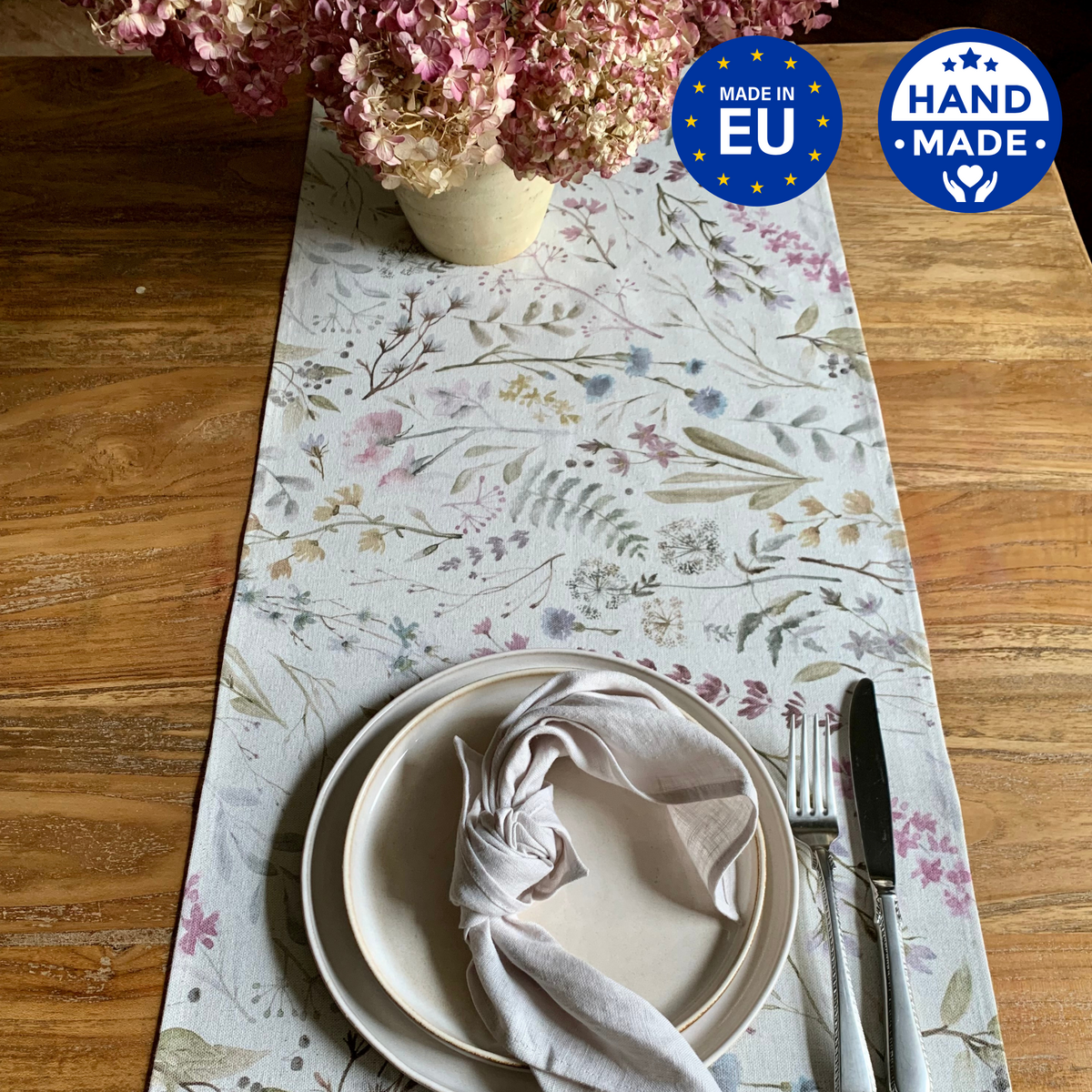 Chemin de table, mélange lin-coton, imprimé | Aïtana