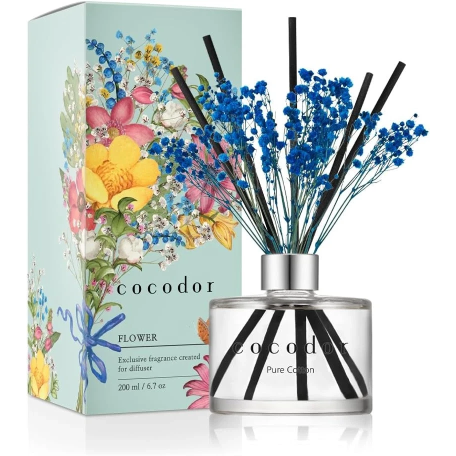 Cocodor Bloemenverspreider_ PURE COTTON_120ml & 200 ml_BLAUWE bloemen
