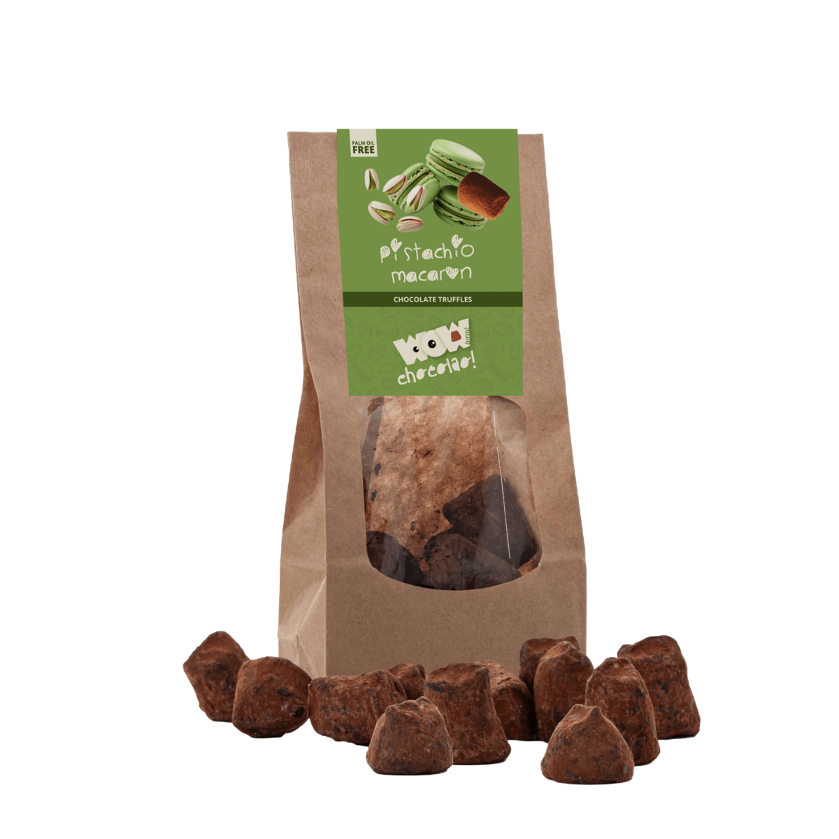 Pistacchi Macaron Chocolate Truffles - Borsa biodegradabile 130G