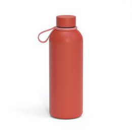 Insulated reusable bottle, 500ml capacity, made of brick-colored material, suitable for outdoor activities.