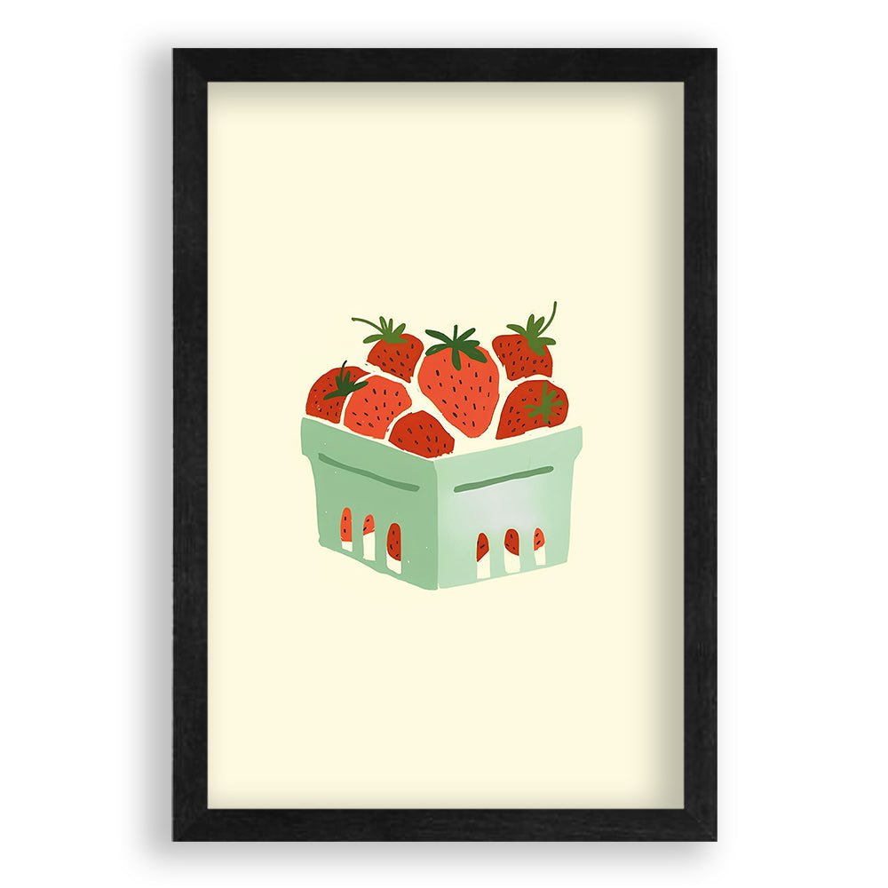 Aardbeien Mandje Illustratie - Poster