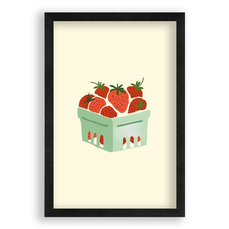 Aardbeien Mandje Illustratie - Poster