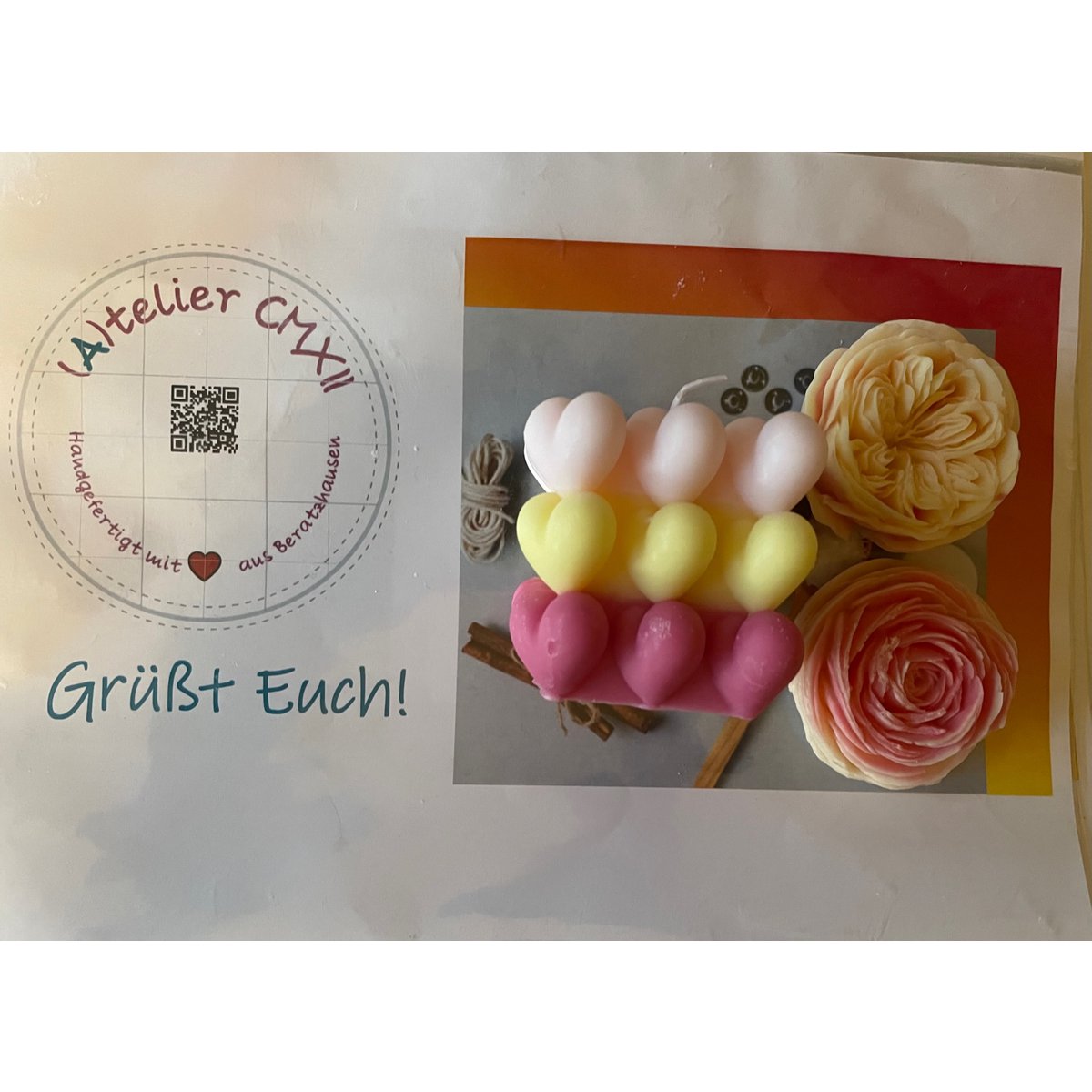 Idée cadeau - Ensemble de bougies cube coeur 3D et roses