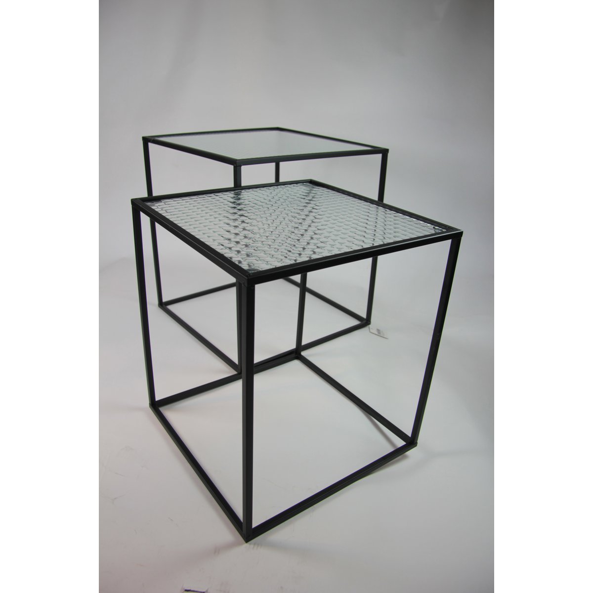 set de 2 tables d'appoint en verre optique