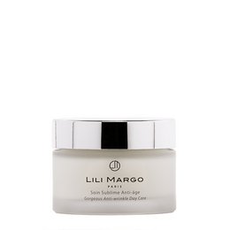 A 50mL jar of Gorgeous Anti-wrinkle Day Care cream by Lili Margo. The cream is designed to reduce the appearance of wrinkles and provide anti-aging benefits.