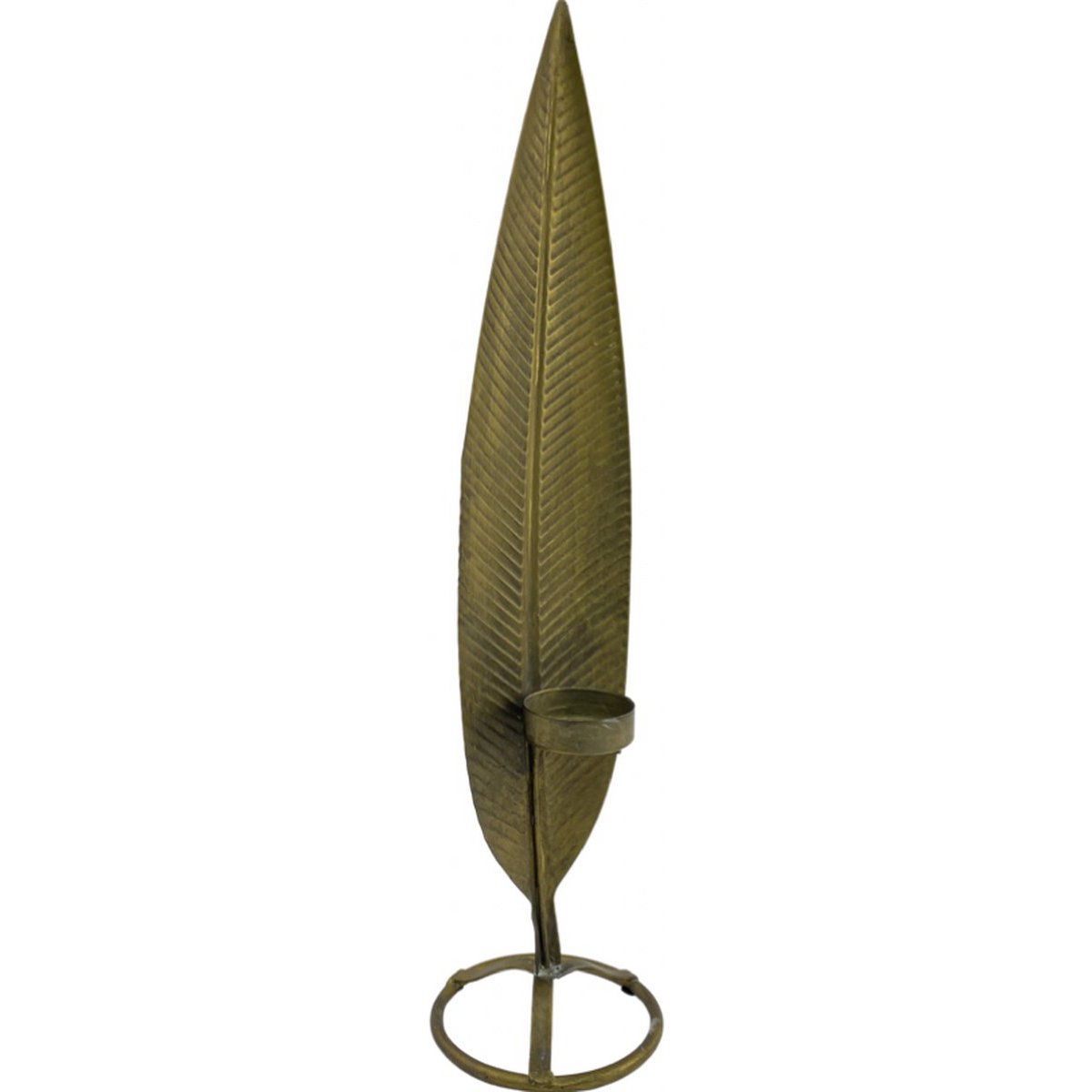 Candle holder - feather | 59 cm | Rural candle holder in the shape of a feather | antique gold