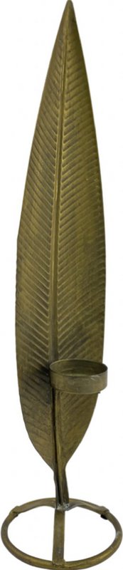 Candle holder - feather | 59 cm | Rural candle holder in the shape of a feather | antique gold