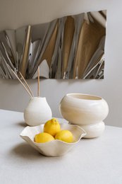 Handmade vase Cleo from Portuguese ceramics matt ecru 16 x 17 cm