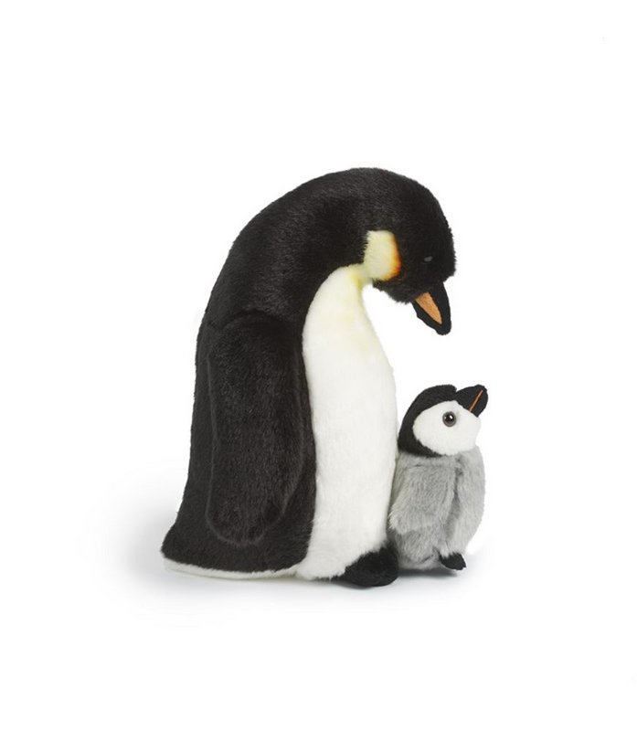 Living Nature knuffel pinguïn met jong - pluche speelgoed