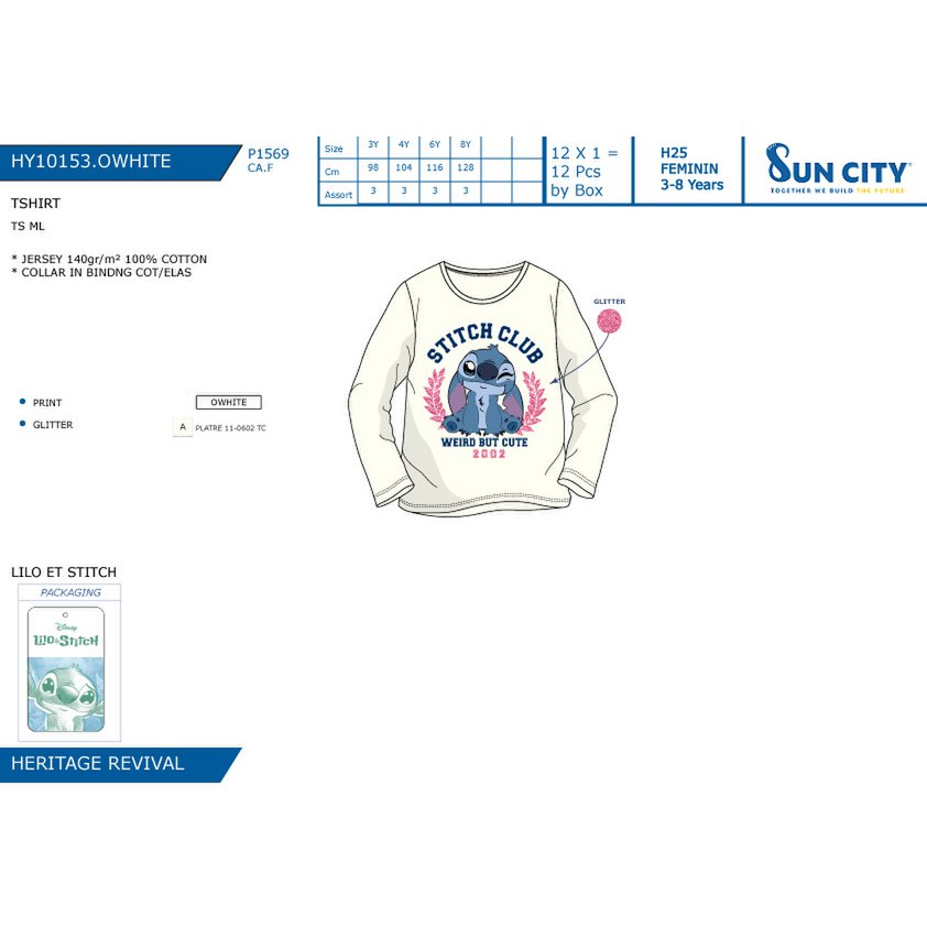 Kavel van 12 eenheden | Ts Ml Lilo en Stitch Kind | Officieel gelicentieerde producten | SUN CITY-groep