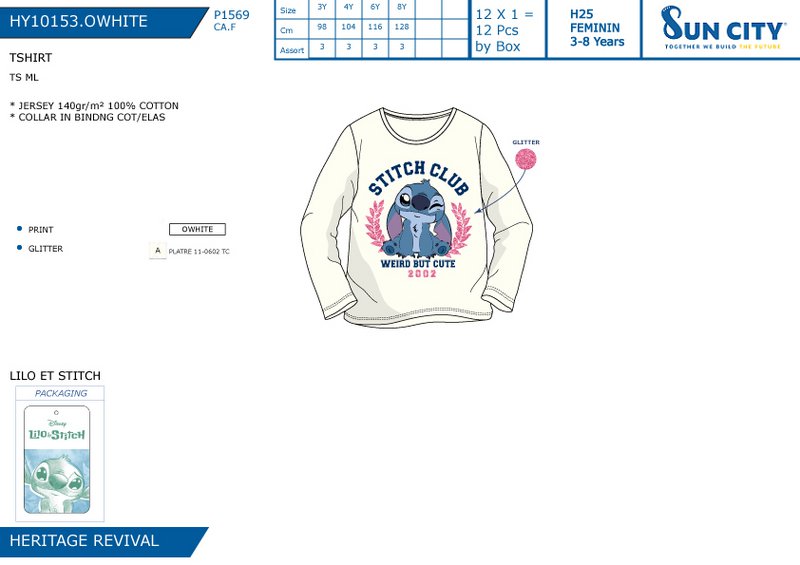 Lote de 12 Unidades | Ts Ml Lilo Y Stitch Niño | Productos con licencia oficial | Grupo CIUDAD SOL