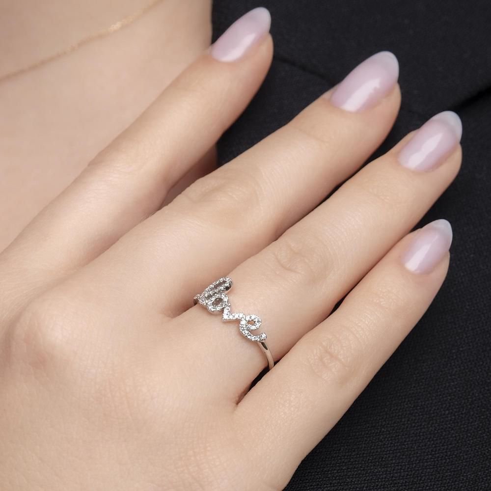 Pierścionek Miłość 18K Białe Złoto z Diamentami