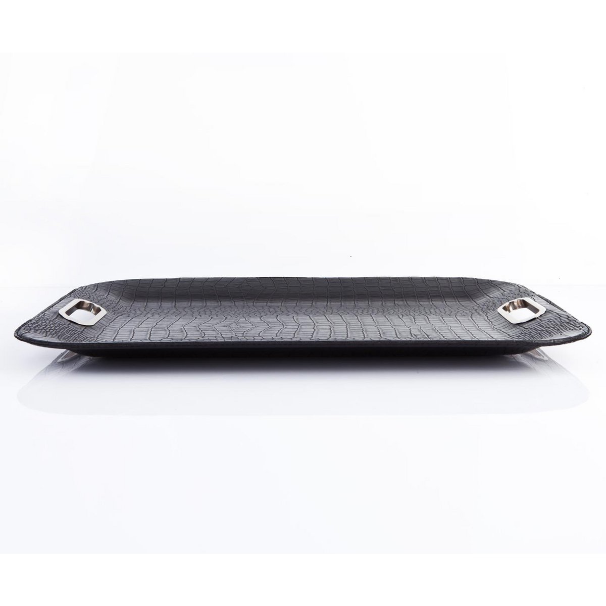 Comprimé rectangular plates plates en cuir synthétique noir crocody