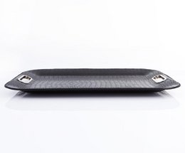 Comprimé rectangular plates plates en cuir synthétique noir crocody