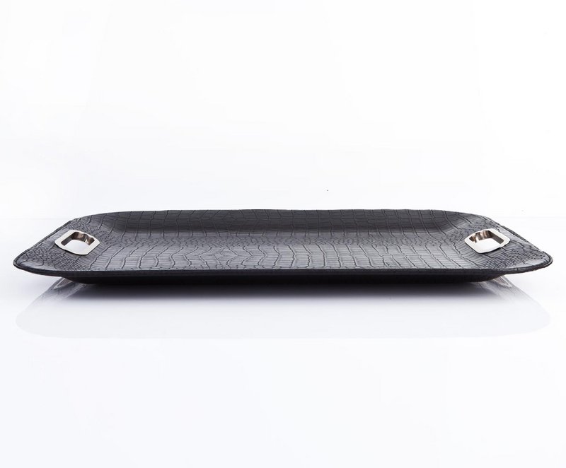 Comprimé rectangular plates plates en cuir synthétique noir crocody