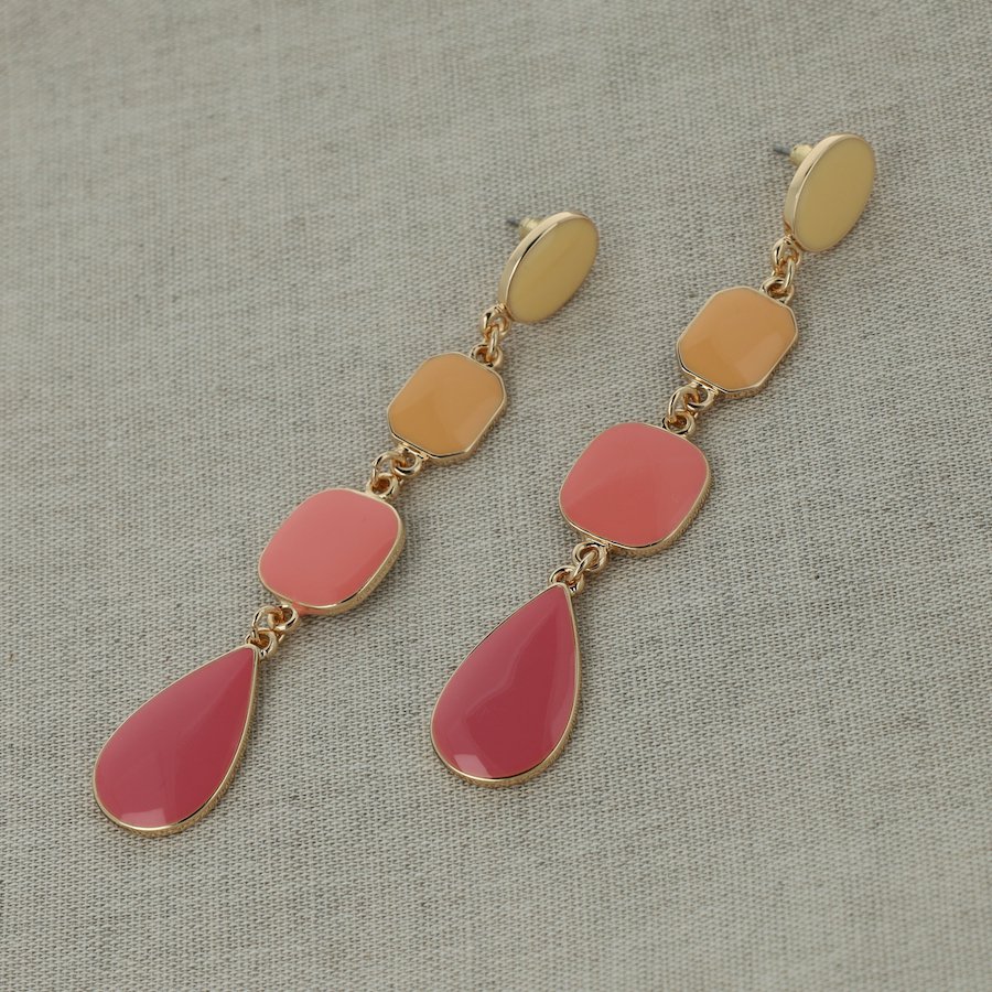 Ivy Pink Drops Enamel Earrings