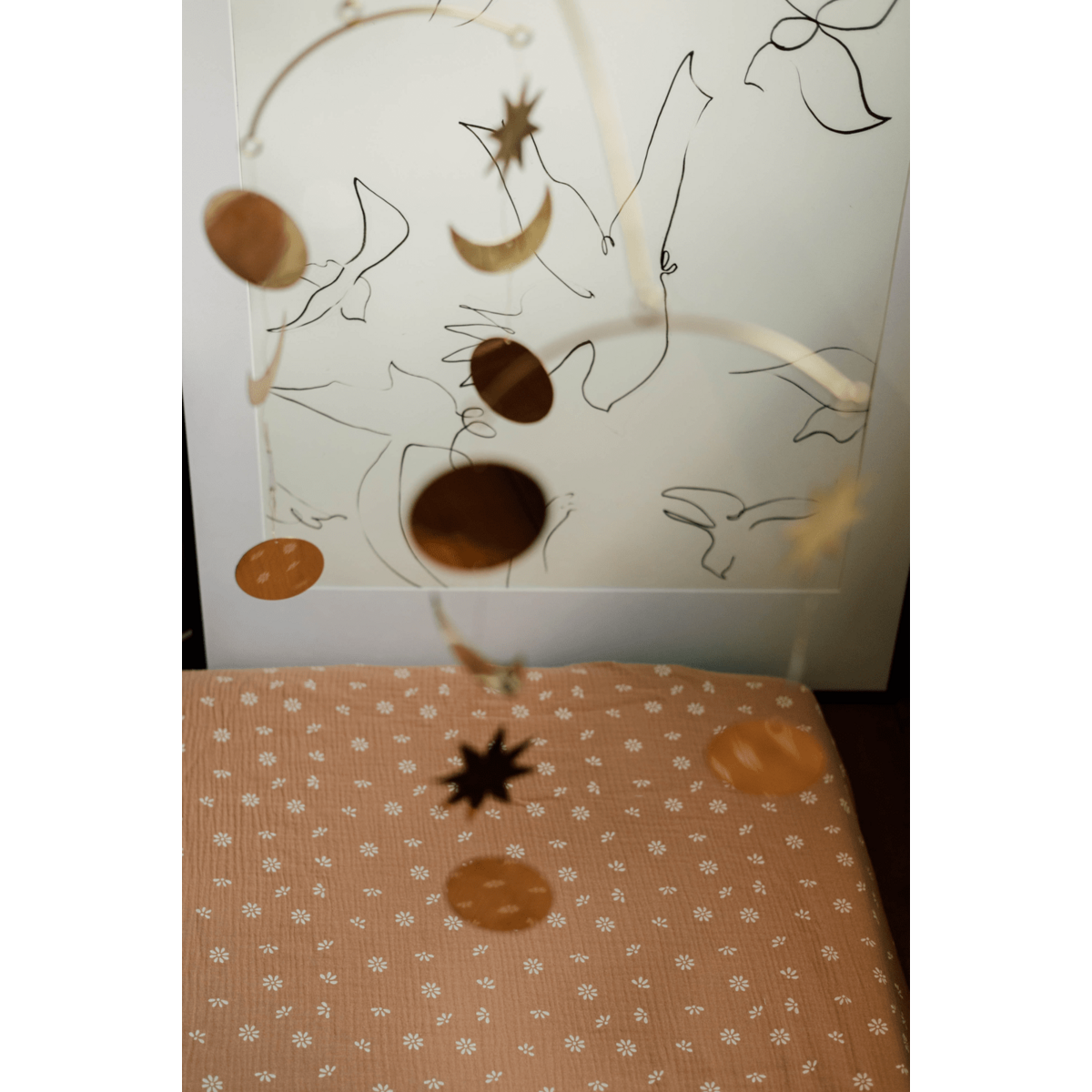 Lenzuolo per culla TISU, Caramel Daisy
