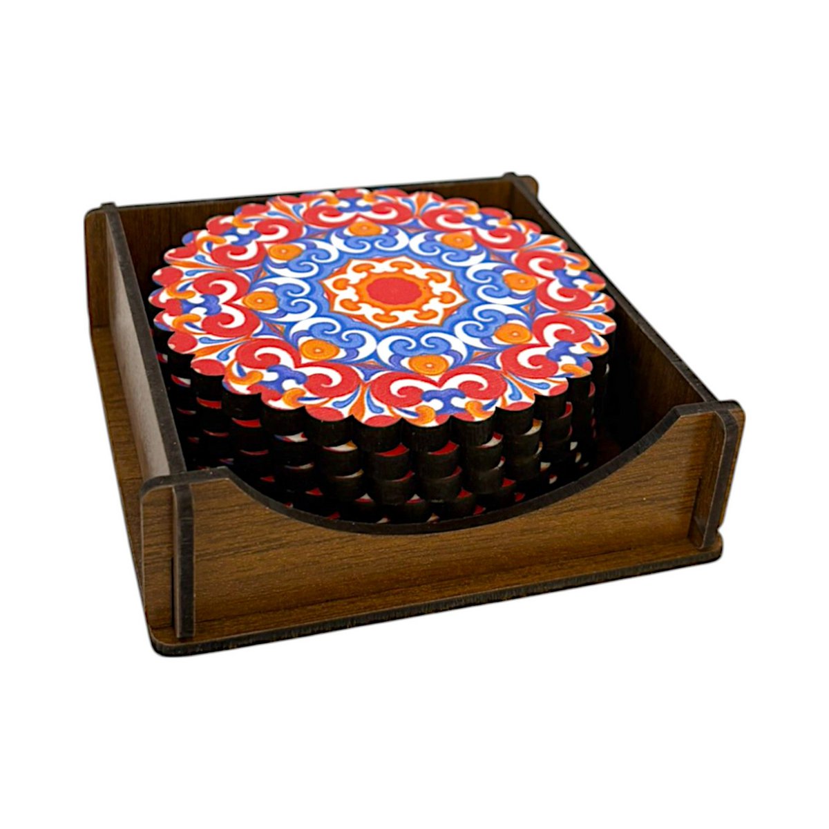 Montaña rusa de madera - 6 set - flor de loto - 9 cm