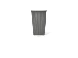 Beker porselein LAP 450ml met silic. grip ribbel Grey