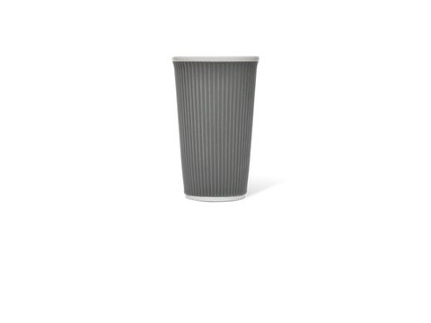 Porcelain cup LAP 450ml with silicon. grip rib Gray