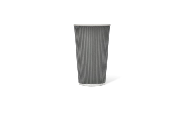 Beker porselein LAP 450ml met silic. grip ribbel Grey
