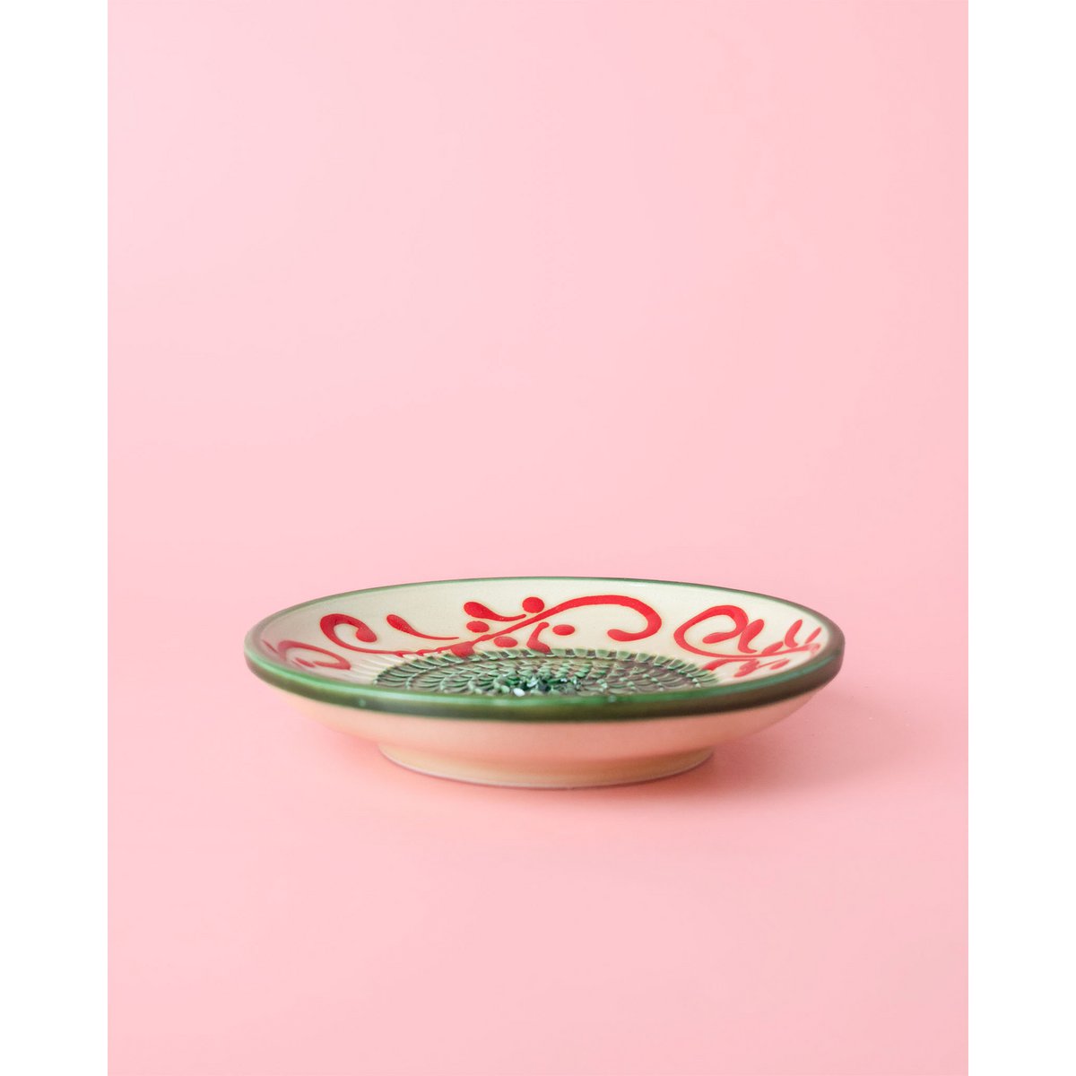 Garlic Grater Rustic Ceramic Dish - Traditional Green - Small Alhambra