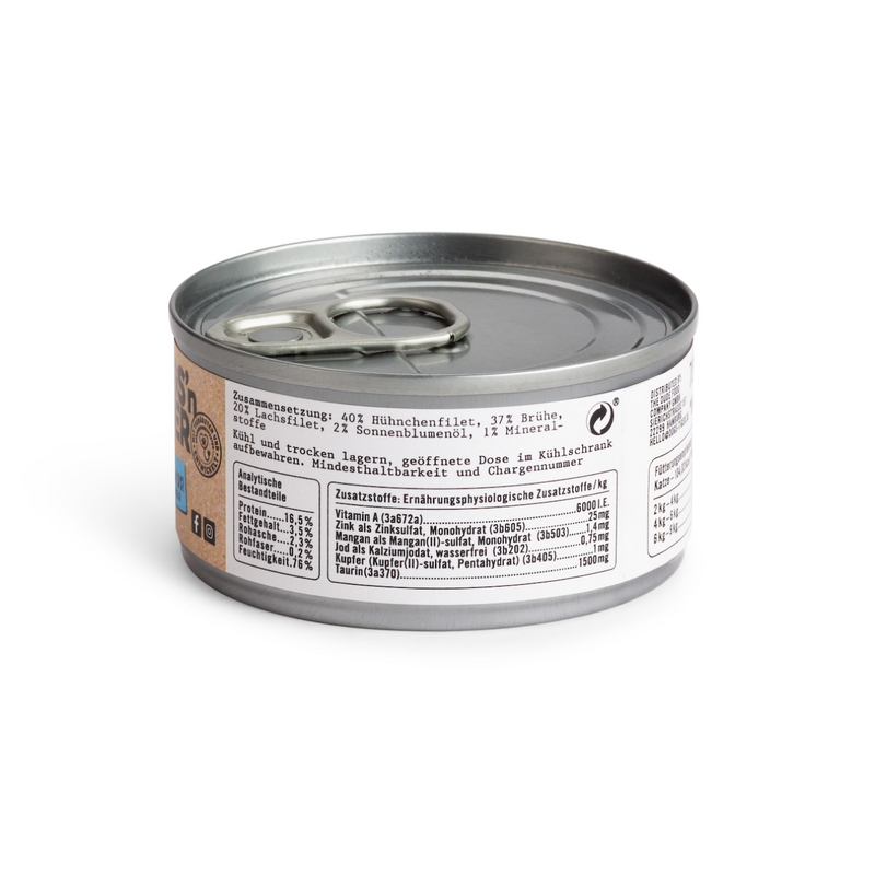 Dogs’n Tiger Adult, nourriture premium pour chats, bonheur, nourriture humide, sans céréales, poulet & saumon