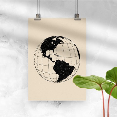 Globe - Noord- en Zuid-Amerika - Poster 70 x 100 cm