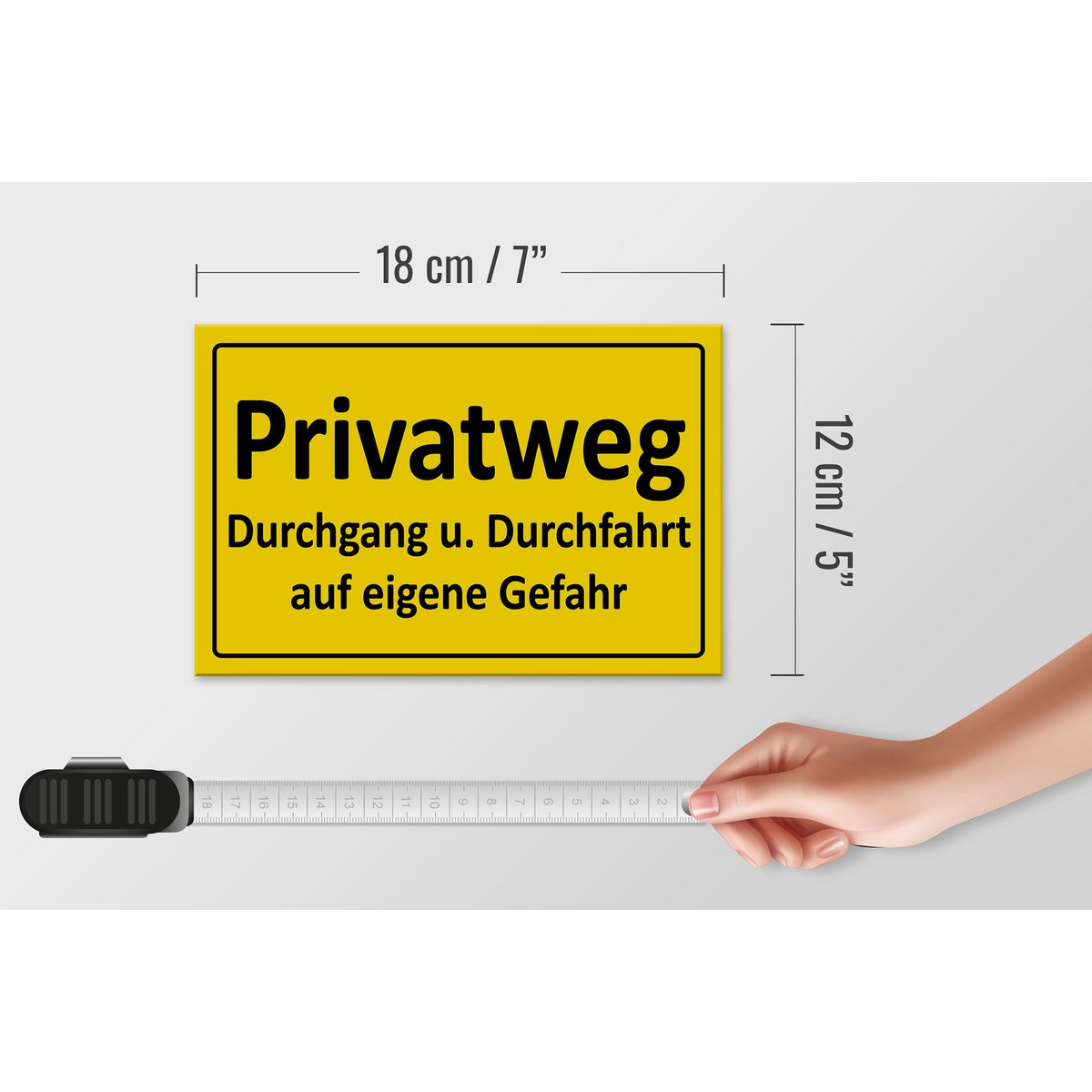 Tin sign note 18x12cm private path yellow decoration