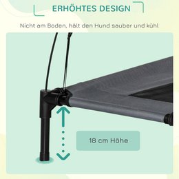 Elevated Dog Bed with Canopy, Pet Bed, Outdoor Dog Lounger with Roof, Breathable, Taffeta Fabric for Camping Gray 92 x 76 x 90 cm