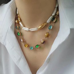 Vintage Rainbow Glass Stones Jewelry Set