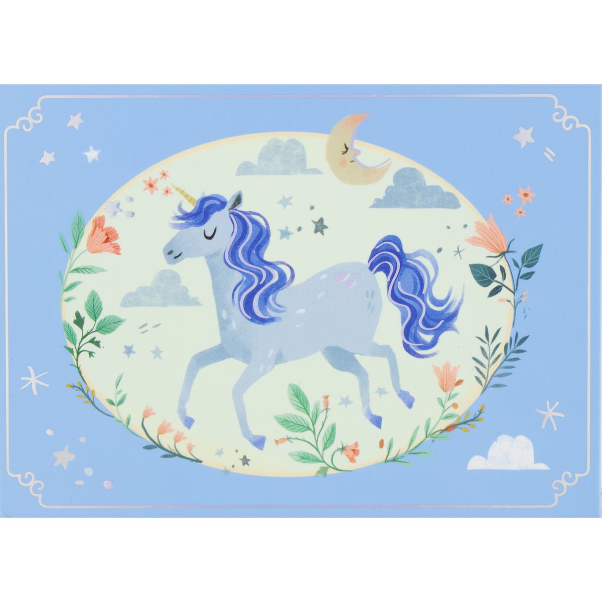 COFFRE MUSICAL LICORNE BLEU CIEL