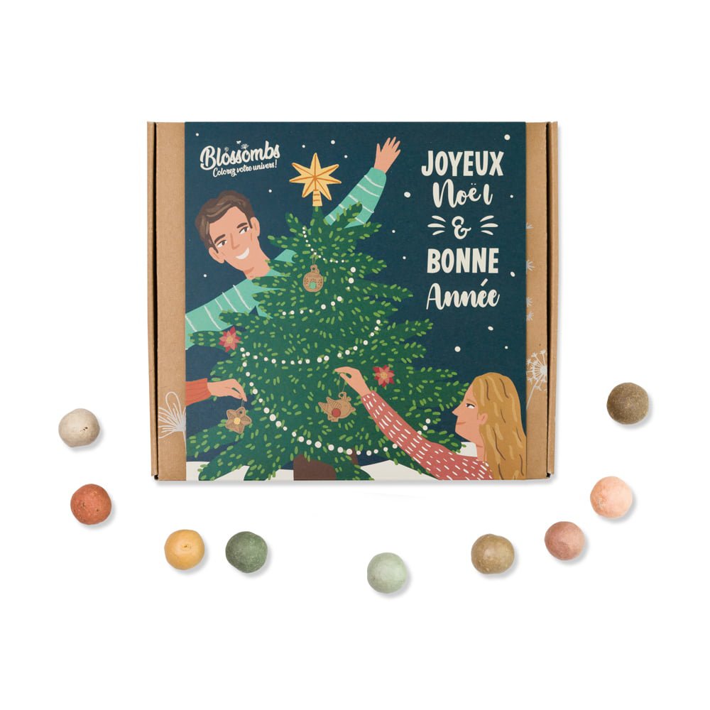 Coffret Cadeau Moyen avec 9 Bombe de graines - Sapin de noël