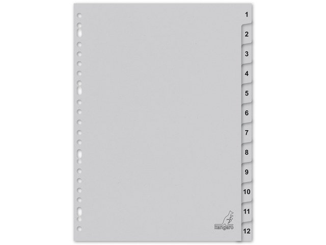 ECO tab Kangaro A4 numbers 180gr gray cardboard 23r 12pcs FSC