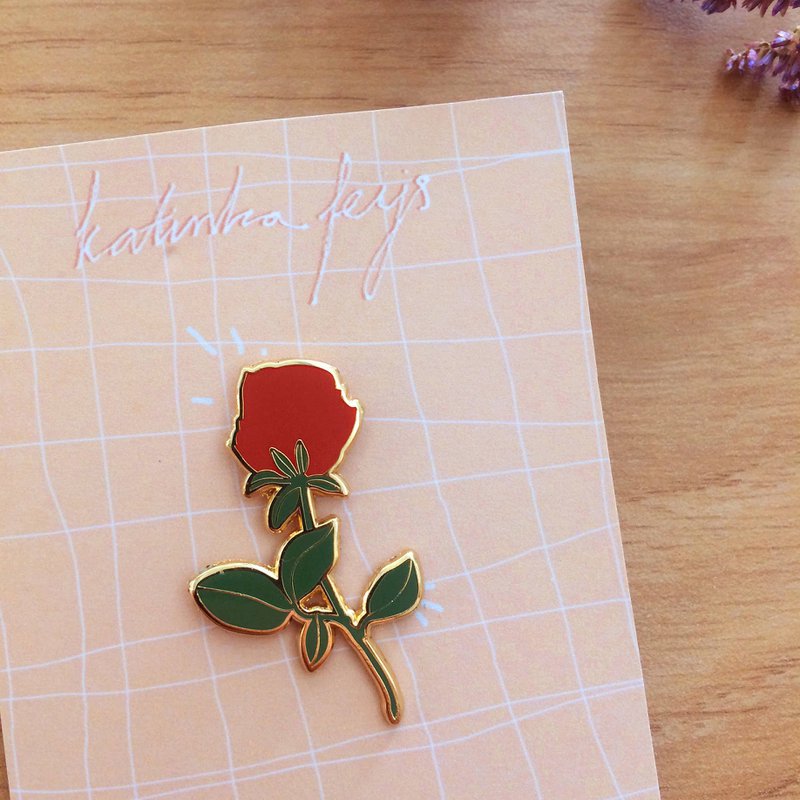 Rose  Pin, hard enamel, floral