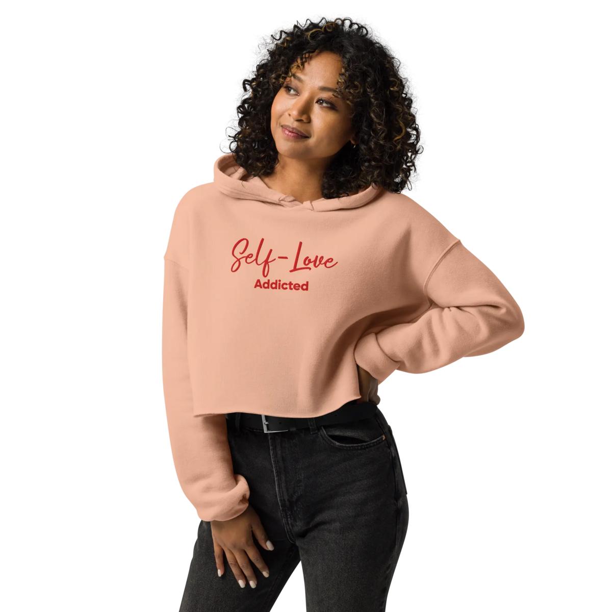 Crop Hoodie – Self Love Addicted mit STICKEREI