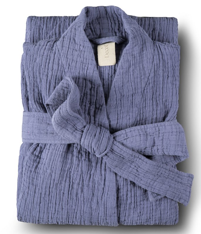 Cotton bathrobe Orion Solid Blueberry