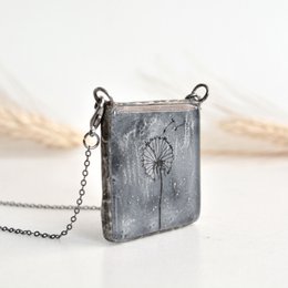 Collana di tarassaco, gioielli divertenti, vetro dipinto a mano