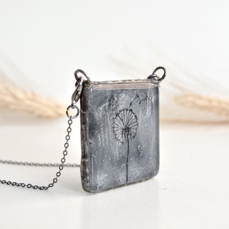 Collana di tarassaco, gioielli divertenti, vetro dipinto a mano